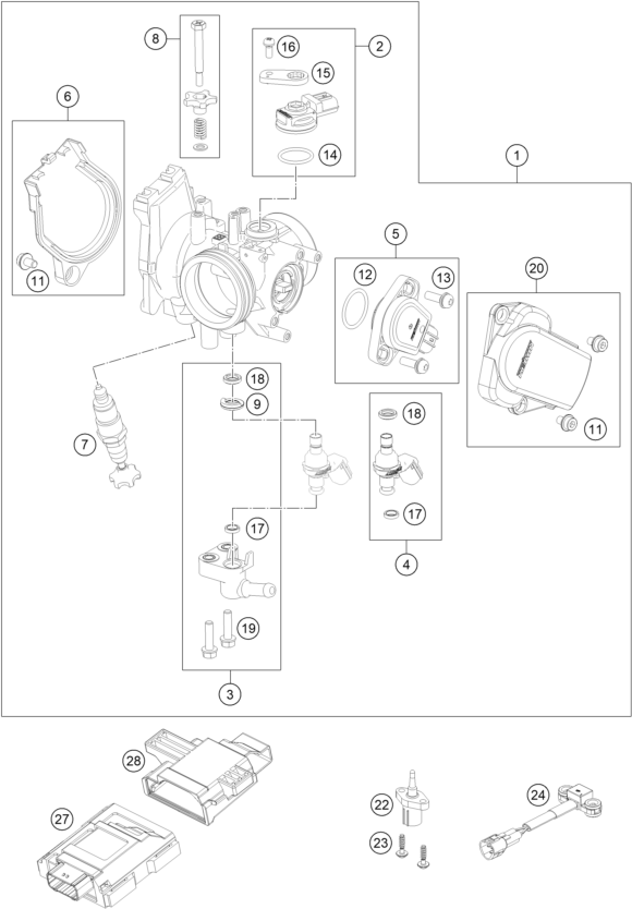 CORPS DU CLAPET DETRANGLEMENT POUR 250 EXC-F 2024 (EU)