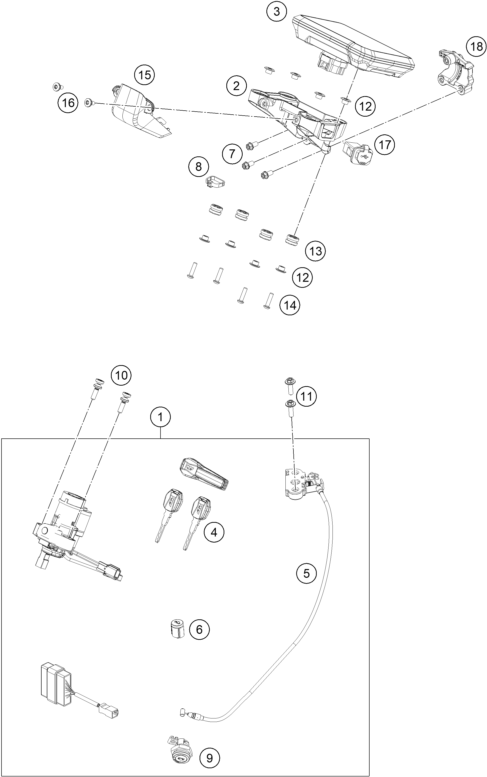 INSTRUMENTS SYSTEME DE VERROUILLAGE POUR 990 DUKE BLACK 2024 EU