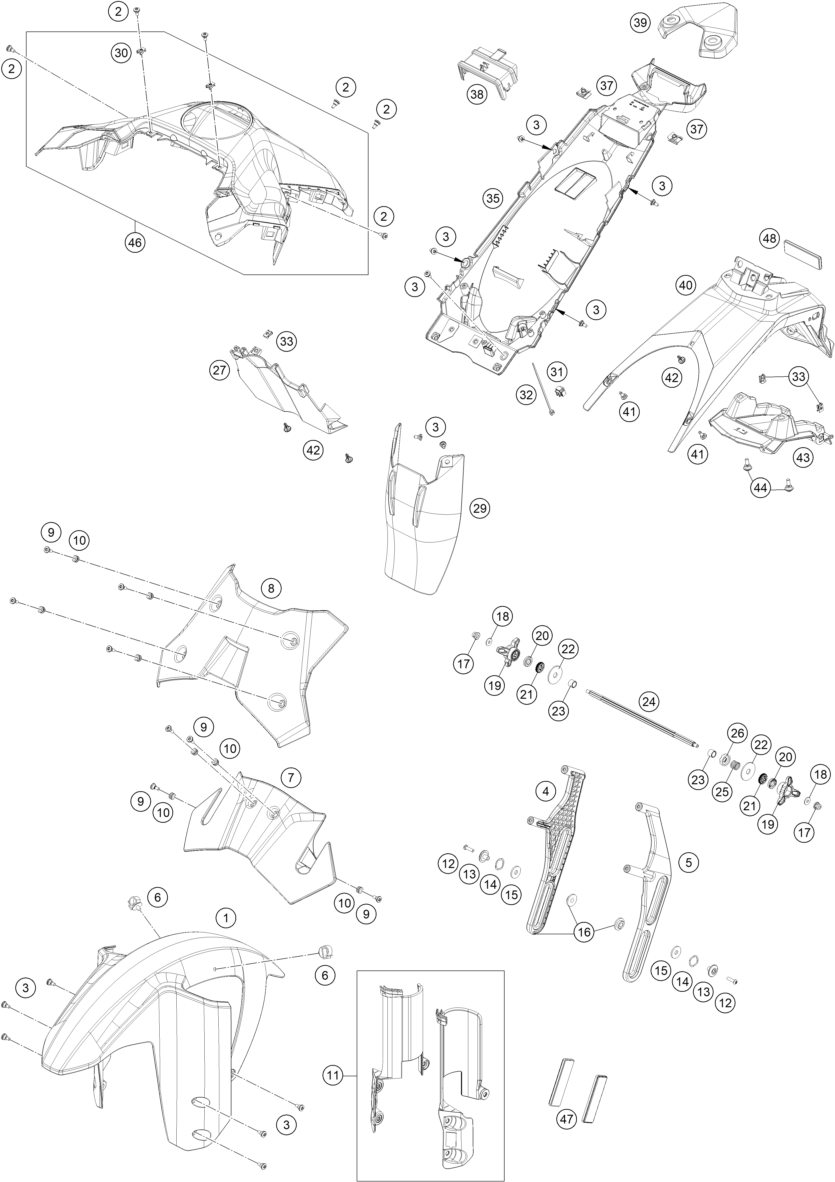 PLAQUE GARDE BOUE POUR 1390 SUPER ADVENTURE R 2025 EU