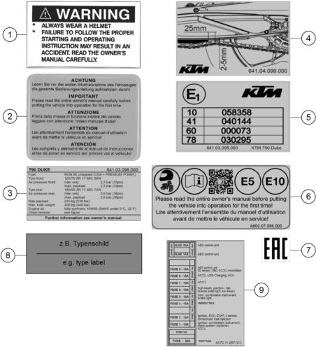 TECHNIC INFORMATION STICKER POUR 790 DUKE BLACK DD 2025 EU