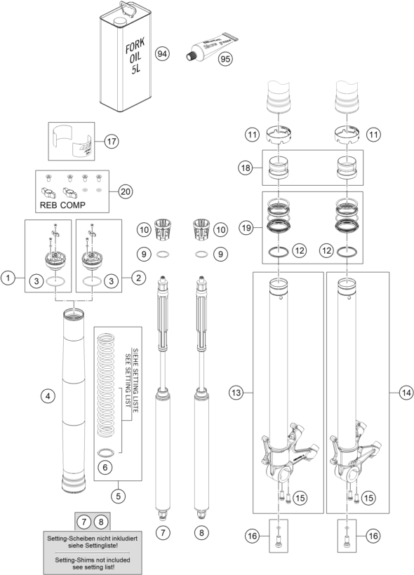 FOURCHE TELESCOPIQUE POUR 990 DUKE R WHITE 2025 EU