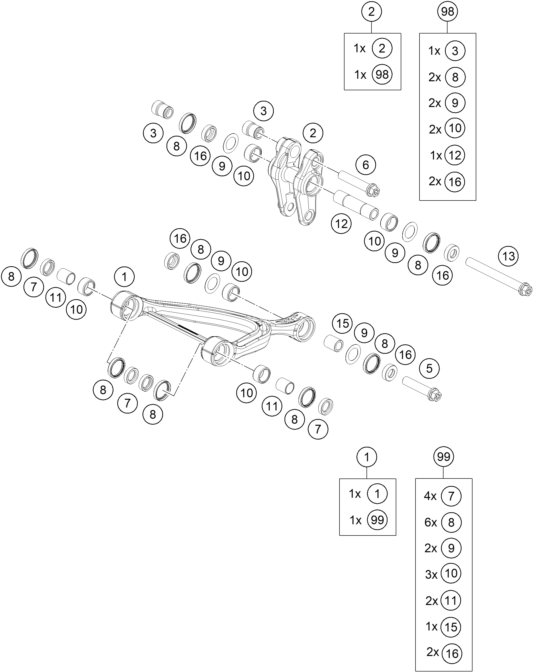 ARTICULATION DE LAMORTISSEUR PRO LEVER POUR 990 DUKE R WHITE 2025 EU