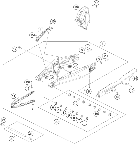 BRAS OSCILLANT POUR 990 DUKE R WHITE 2025 EU