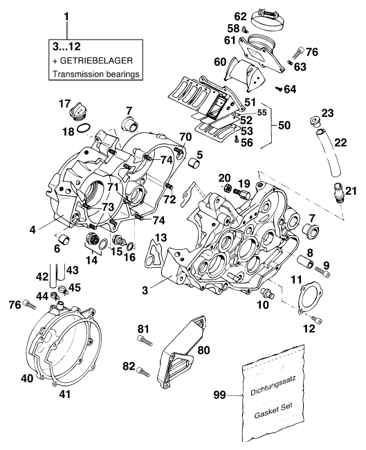 CARTER MOTEUR POUR 125 EXC M/U00D6 (EU)