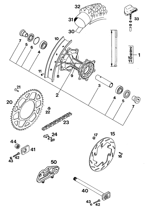 ROUE ARRIERE POUR 125 E GS EU