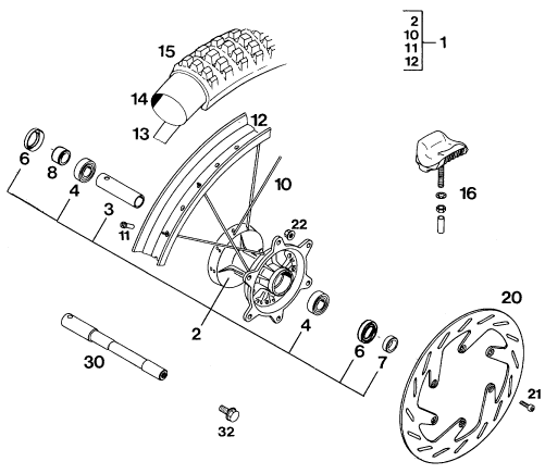 ROUE AVANT POUR 250 SX M/U00D6 (EU)