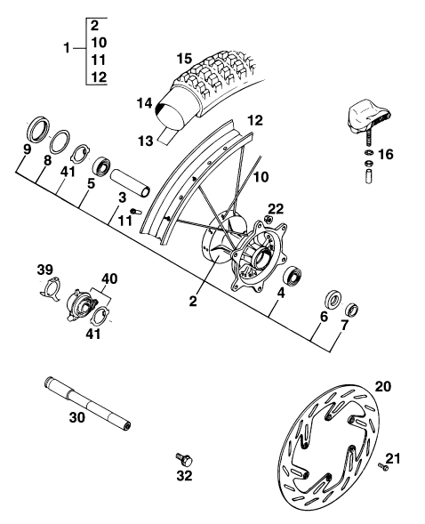 ROUE AVANT POUR 125 E-GS (EU)