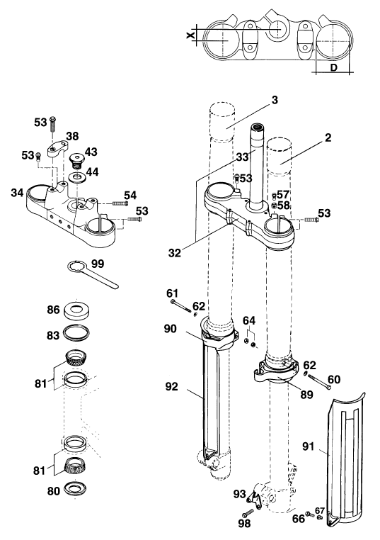 FOURCHE TELESCOPIQUE TE DE FOURCHE POUR 250 E XC EU