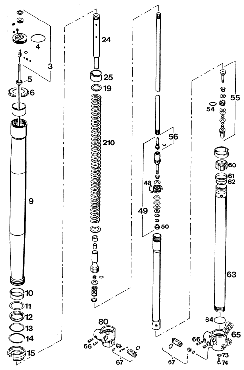 FOURCHE TELESCOPIQUE POUR 250 E-XC (EU)