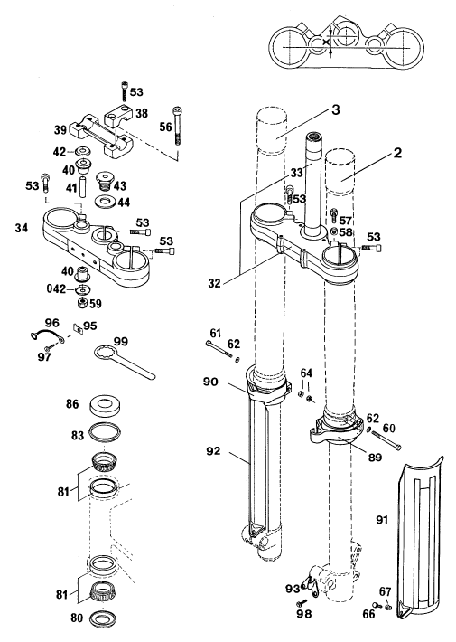 FOURCHE TELESCOPIQUE TE DE FOURCHE POUR 440 SX 94 EU