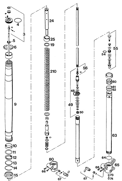 FOURCHE TELESCOPIQUE POUR 350 E-XC 20KW/SUP.COM (EU)