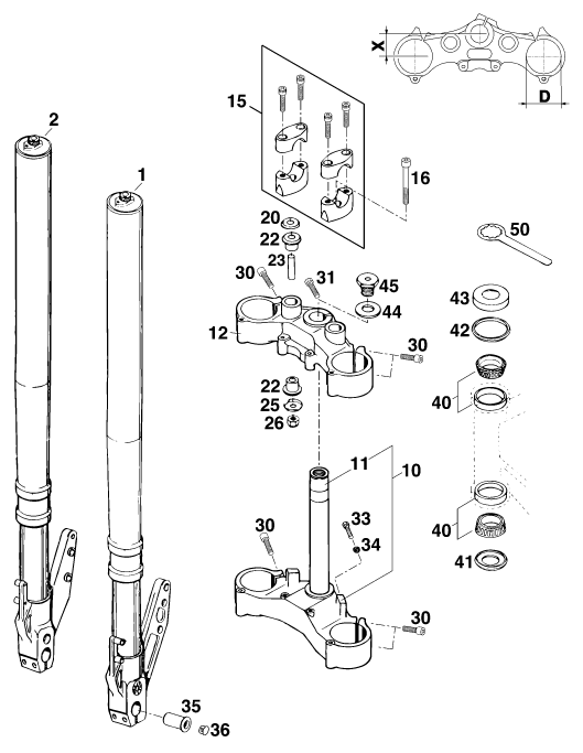 FOURCHE TELESCOPIQUE TE DE FOURCHE POUR 400 DUKE 20KW EU