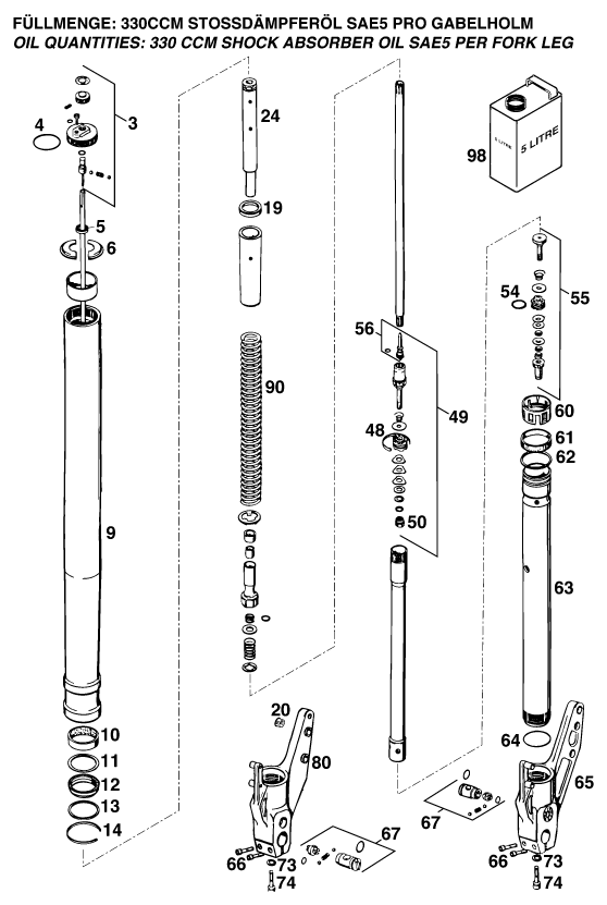 FOURCHE TELESCOPIQUE POUR 400 DUKE 20KW EU