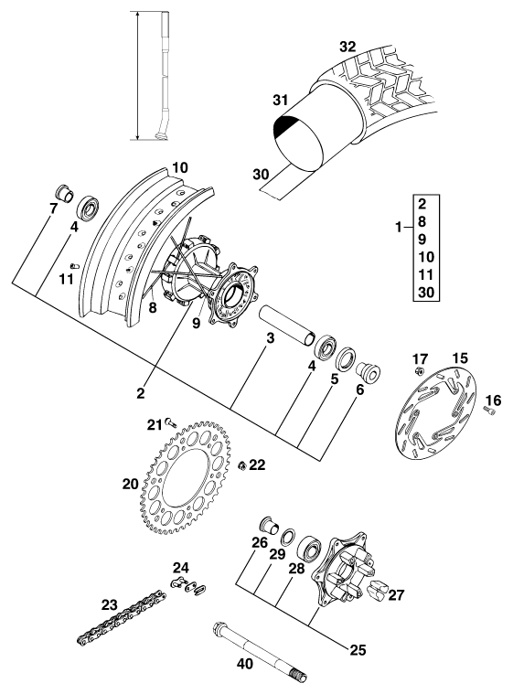 ROUE ARRIERE POUR 400 DUKE/ 20KW (EU)