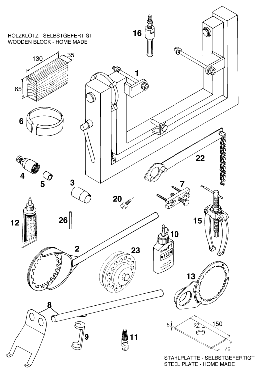 OUTILS SPECIAUX MOTEUR POUR 400 DUKE/ 20KW (EU)