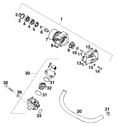 POMPE A EAU POUR 620 SUPER MOTO COMP 20 KW 98 EU