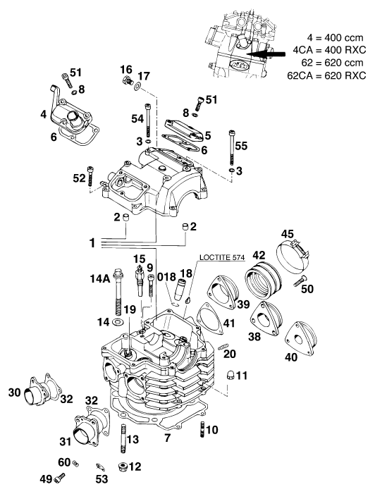 CULASSE POUR 620 E XC DAKAR 20KW20LT EU