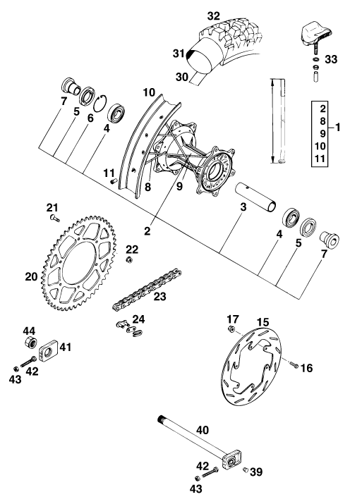 ROUE ARRIERE POUR 125 E GS WP EU