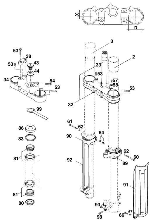 FOURCHE TELESCOPIQUE TE DE FOURCHE POUR 125 E GS WP EU