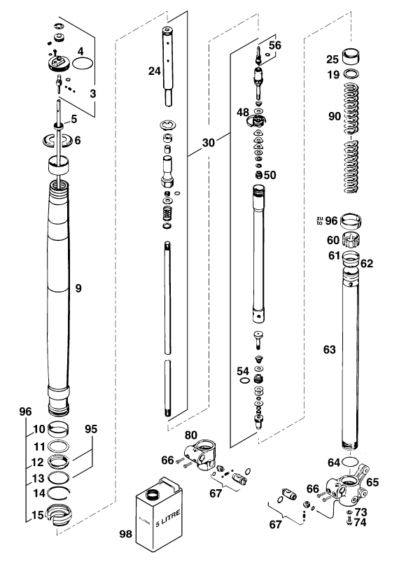 FOURCHE TELESCOPIQUE POUR 125 E GS WP EU