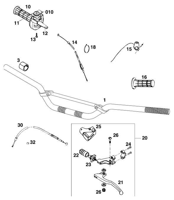 GUIDON ARMATURES POUR 440 E XC WP EU