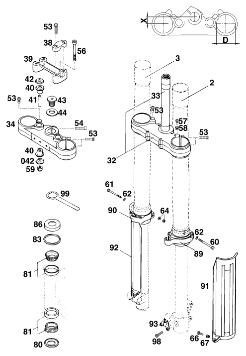 FOURCHE TELESCOPIQUE TE DE FOURCHE POUR 400 SUPER COMP WP EU