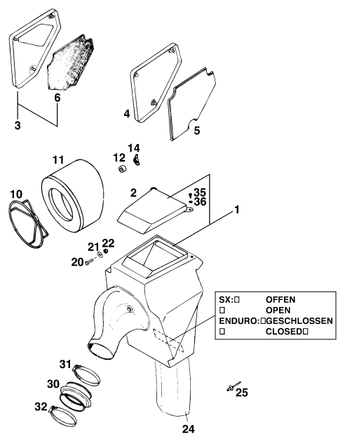 FILTRE A AIR POUR 125 EXC MU00D6 EU