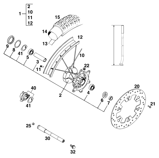 ROUE AVANT POUR 125 LC2 100 EUROPA 96 EU