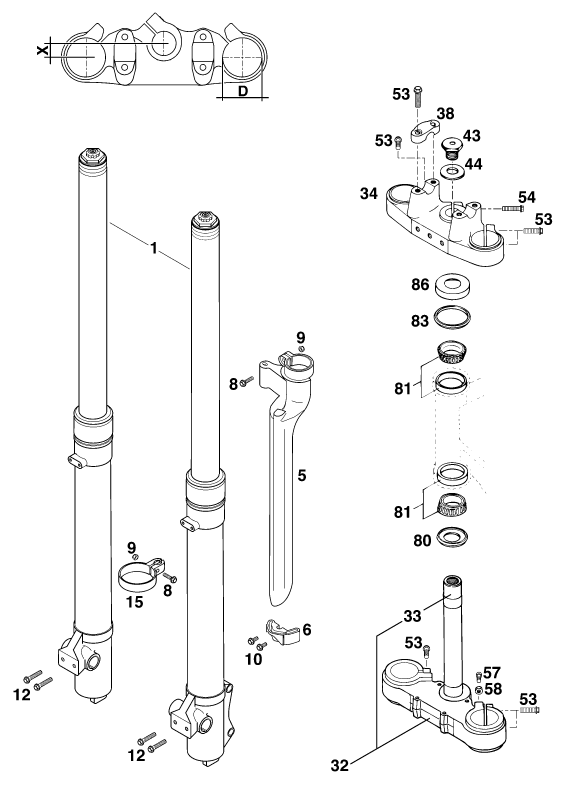 FOURCHE TELESCOPIQUE TE DE FOURCHE POUR 125 SIX DAYS MO EU