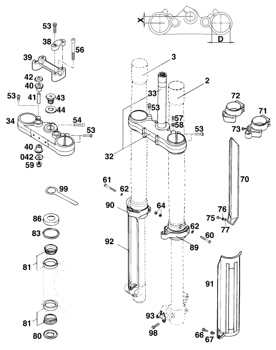 FOURCHE TELESCOPIQUE TE DE FOURCHE POUR 400 EXC WP (EU)