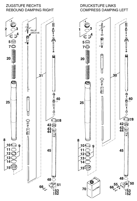 FOURCHE TELESCOPIQUE POUR 400 SUP COMP WP 14KW FR