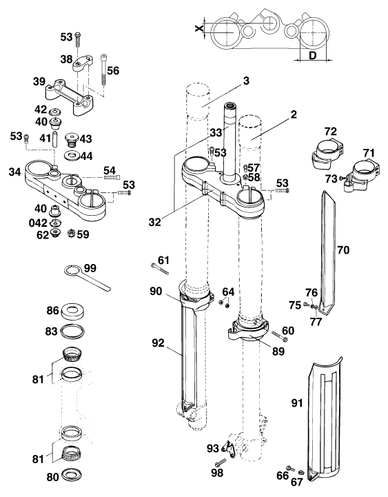 FOURCHE TELESCOPIQUE TE DE FOURCHE POUR 620 COMPETITION LIMITED 20KW EU