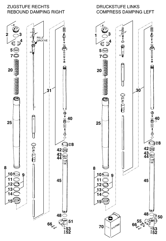 FOURCHE TELESCOPIQUE TE DE FOURCHE POUR 620 EGS E 37KW 11LT ORANGE EU