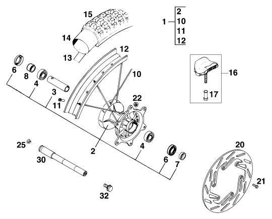 ROUE AVANT POUR 400 SUP COMP WP 14KW FR