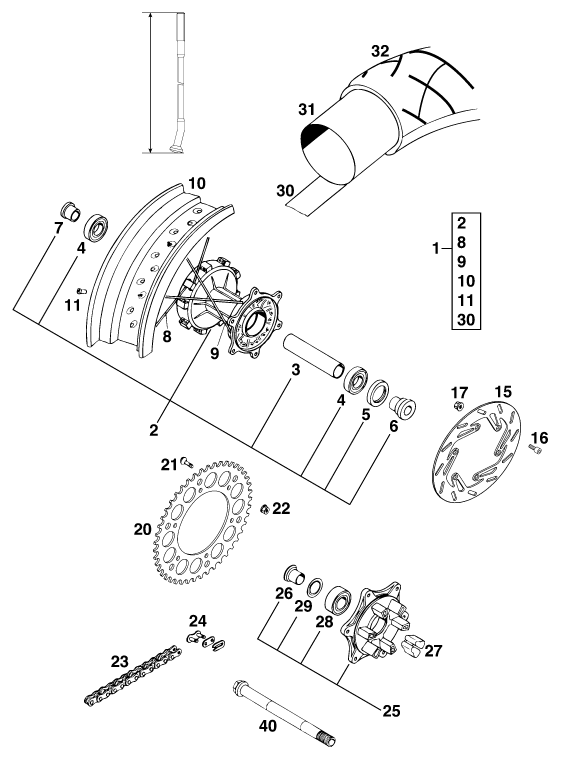 ROUE ARRIERE POUR 620 DUKE 37KW EU