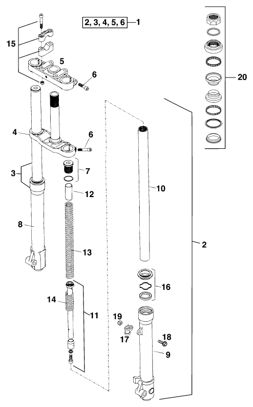 FOURCHE TELESCOPIQUE TE DE FOURCHE POUR 50 SXR PRO SENIOR EU