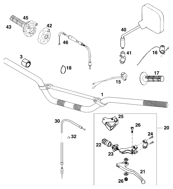 GUIDON ARMATURES POUR 125 SX M/U00D6 (EU)