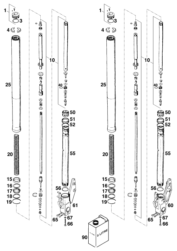 FOURCHE TELESCOPIQUE POUR 125 STING 98 EU