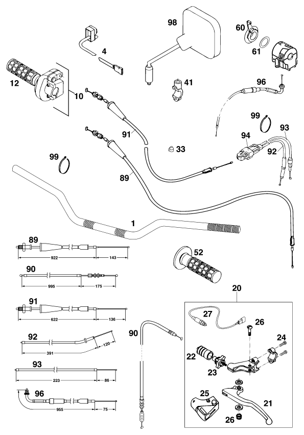 GUIDON ARMATURES POUR 125 STING 98 (EU)