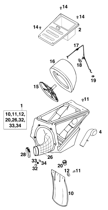 FILTRE A AIR POUR 125 LC2 100/ORANGE 97 (EU)