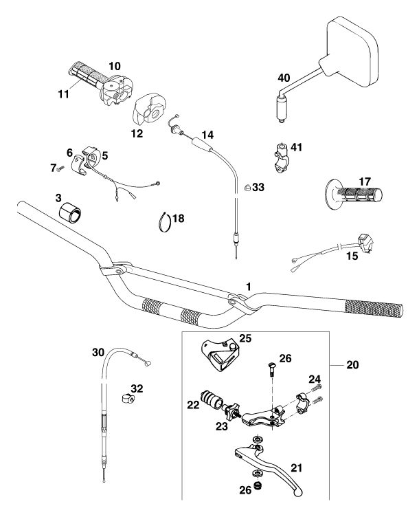 GUIDON ARMATURES POUR 250 SX M/U00D6 (EU)