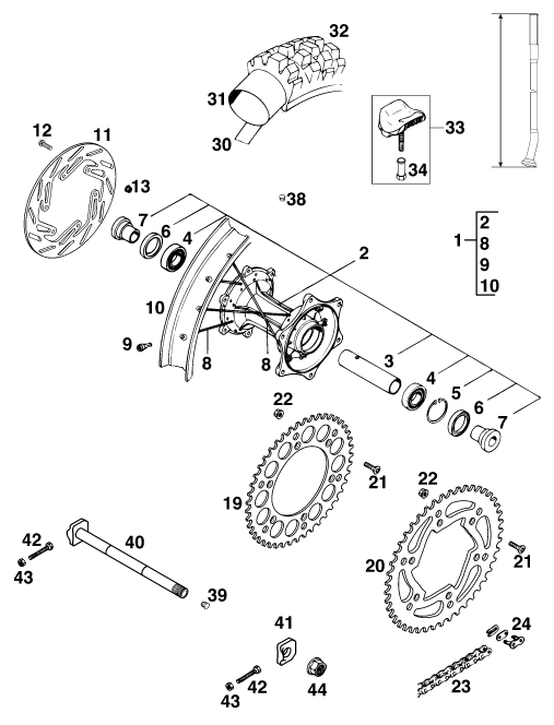 ROUE ARRIERE POUR 250 EGS MU00D6 12KW EU