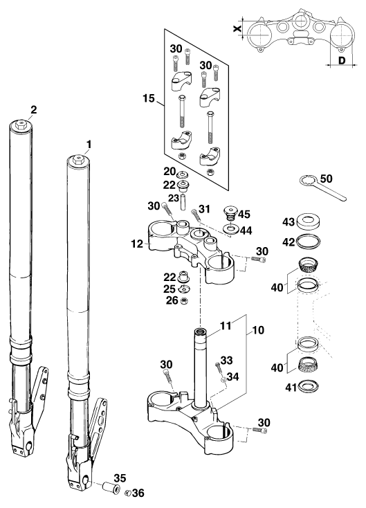 FOURCHE TELESCOPIQUE TE DE FOURCHE POUR 620 DUKE-E 37KW (EU)