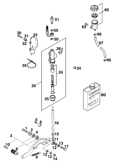 SYSTEME DE FREIN ARRIERE POUR 640 DUKE E EU