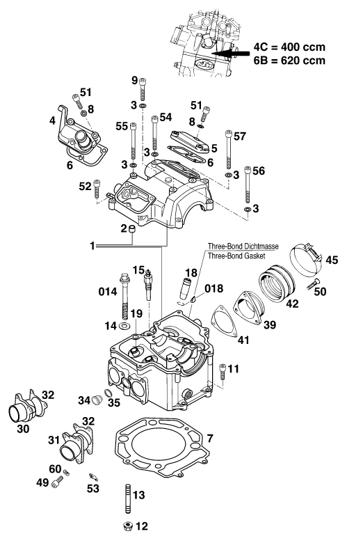 CULASSE POUR 620 DUKE E 37KW EU