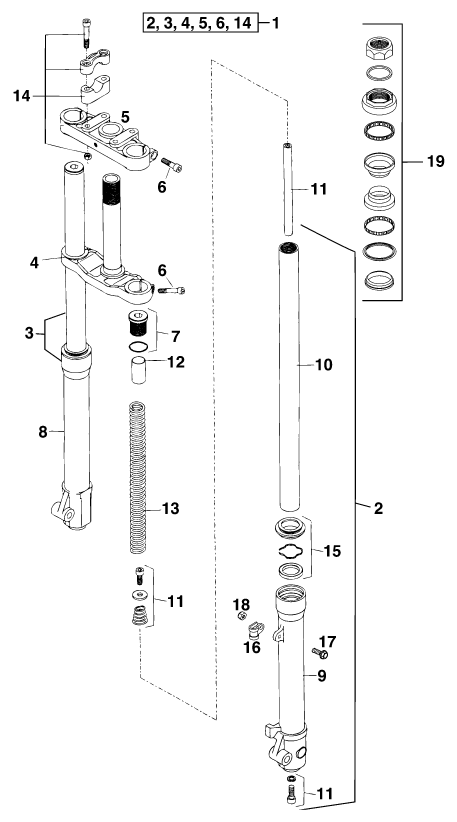 FOURCHE TELESCOPIQUE TE DE FOURCHE POUR 50 MINI ADVENTURE EU