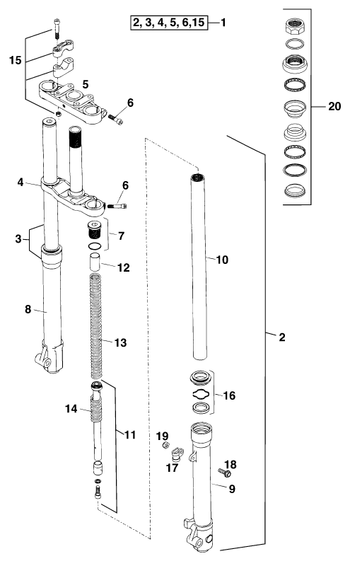 FOURCHE TELESCOPIQUE TE DE FOURCHE POUR 50 SX PRO SENIOR EU