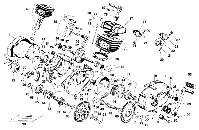 CARTER MOTEUR POUR 50 MINI ADVENTURE EU 1998