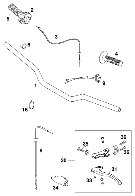 GUIDON ARMATURES POUR 65 SX EU