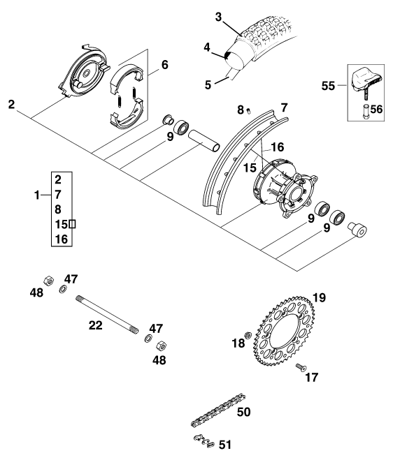 ROUE ARRIERE POUR 60 SX EU